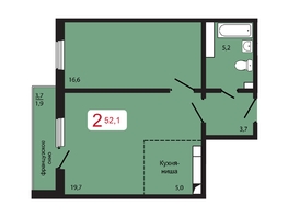 Продается 2-комнатная квартира ЖК КБС. Берег, дом 5 строение 3, 52.1  м², 6668800 рублей