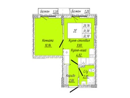 Продается 1-комнатная квартира ЖК На 2-й Дачной, 32 м², 6805200 рублей