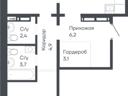 Продается 2-комнатная квартира ЖК Подсолнухи, 79  м&sup2;, 10349000 рублей