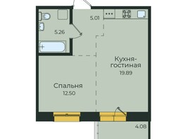 Продается 1-комнатная квартира ЖК Семья, 3 очередь, б/с 5, 46.74  м²