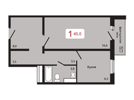 Продается 1-комнатная квартира ЖК КБС. Берег, дом 5 строение 3, 45  м², 5450000 рублей