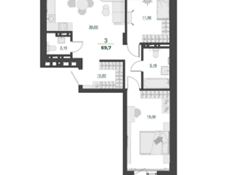 Продается 2-комнатная квартира ЖК Familia (Фамилия), дом 6, 69.7  м², 9548900 рублей