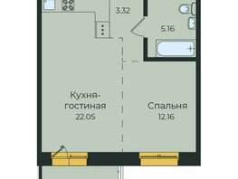 Продается 1-комнатная квартира ЖК Семья, 3 очередь, б/с 7, 46.94  м²