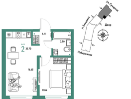 Продается 2-комнатная квартира ЖК Страна.Береговая, 35.7  м&sup2;, 9717647 рублей