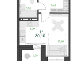 Продается 1-комнатная квартира ЖК Дивные Дали, 2 очередь, 30.1  м&sup2;, 4214000 рублей