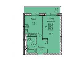 Продается 1-комнатная квартира ЖК Ника, 35.7  м&sup2;, 6150000 рублей