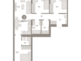 Продается 3-комнатная квартира ЖК Лебедевский квартал, дом 1, 84.7  м², 11470000 рублей