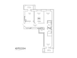 Продается 3-комнатная квартира ЮТССОН, корпус 3, 73.89 м², 6576210 рублей