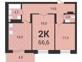 Продается 2-комнатная квартира ЖК Тетрис, корпус 2, 66.7  м&sup2;, 11126500 рублей