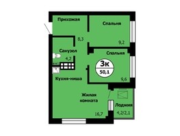 Продается 3-комнатная квартира ЖК Серебряный, дом 1 корпус 1, 50.7  м², 6438900 рублей