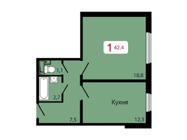 Продается 1-комнатная квартира ЖК КБС. Берег, дом 7 строение 5, 42.4 м², 6000000 рублей