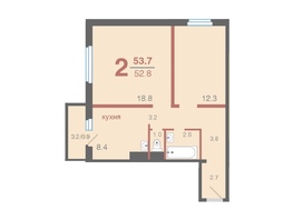 Продается 2-комнатная квартира АПРЕЛЕВКА, дом 3, 54.6 м², 4150000 рублей