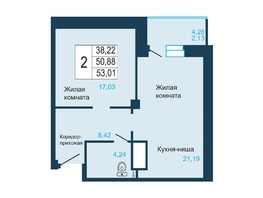 Продается 2-комнатная квартира ЖК Светлогорский, II очередь, 53.01  м², 8180000 рублей