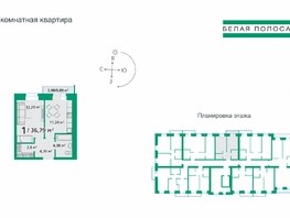 Продается 1-комнатная квартира ЖК Белая полоса, 36.79  м², 3875606 рублей