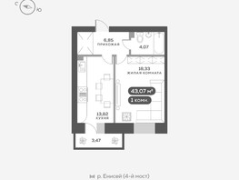 Продается 1-комнатная квартира ЖК Академгородок, дом 8, 43.07  м², 7500000 рублей