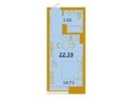 Продается 1-комнатная квартира АК Золотое сечение, дом 2, 22.39  м², 3500000 рублей