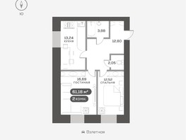 Продается 2-комнатная квартира ЖК Сити-квартал на Взлетной, дом 1, 61.18  м², 10600000 рублей