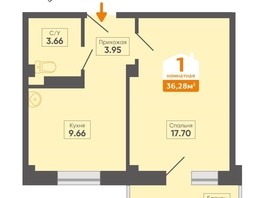 Продается 1-комнатная квартира ЖК Сосновоборск, 8 мкр, дом 14Б, 36.28  м², 3338000 рублей