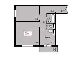 Продается 2-комнатная квартира ЖК КБС. Берег, дом 4 строение 1, 55.7  м², 6700000 рублей