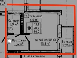 Продается 1-комнатная квартира ЖК Олимп, дом 1, 30  м², 4000000 рублей