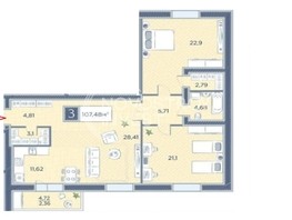 Продается 3-комнатная квартира ЖК Преображенский, дом 2, 107.5  м², 12900000 рублей