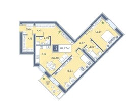Продается 3-комнатная квартира ЖК Преображенский, дом 6, 82.27  м², 10900775 рублей
