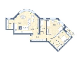 Продается 3-комнатная квартира ЖК Преображенский, дом 6, 110.25  м², 13230000 рублей