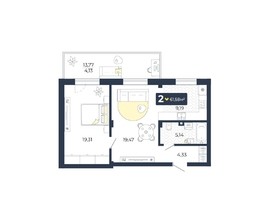 Продается 2-комнатная квартира ЖК Живём эко-район, 4 квартал дом 2, 61.58  м², 6071788 рублей