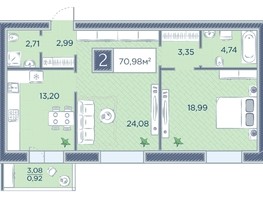 Продается 2-комнатная квартира ЖК Преображенский, дом 7, 70.98  м², 8915088 рублей