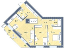 Продается 3-комнатная квартира ЖК Преображенский, дом 7, 81.38  м², 10237604 рублей