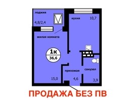 Продается 1-комнатная квартира ЖК Тихие зори, дом Панорама корпус 1, 36.6  м², 5690000 рублей