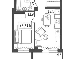 Продается 2-комнатная квартира ЖК Emotion (Эмоушн), 41.8  м², 6061000 рублей