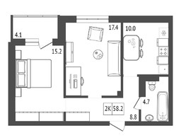 Продается 2-комнатная квартира ЖК Emotion (Эмоушн), 58.2  м², 7994300 рублей