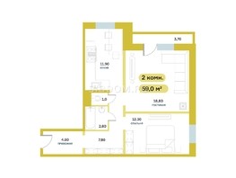 Продается 2-комнатная квартира ЖК Белый квартал на Свободном, дом 1, 59  м², 8500000 рублей