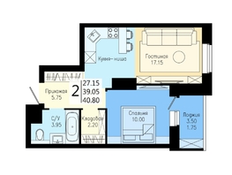 Продается 2-комнатная квартира ЖК На Дудинской, дом 5, 40.8  м², 6630000 рублей