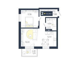 Продается 2-комнатная квартира ЖК Живём, Квартал 6.1, дом 1, 48.38  м², 5283096 рублей