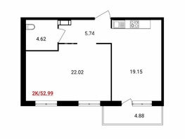 Продается 2-комнатная квартира ЖК Аринский, дом 1 корпус 1, 53  м², 5250000 рублей