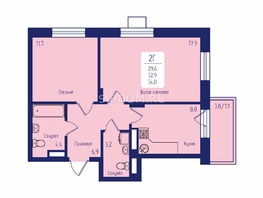 Продается 2-комнатная квартира ЖК Univers (Универс), 2 квартал, 54.4  м², 7850000 рублей