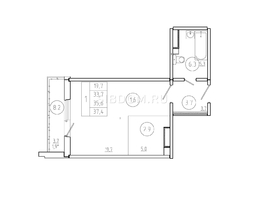 Продается 1-комнатная квартира ЖК Три слона, дом 1, 35.6  м², 4200000 рублей