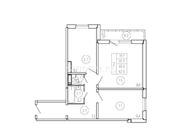 Продается 2-комнатная квартира ЖК Три слона, дом 2, 60.8  м², 6690000 рублей