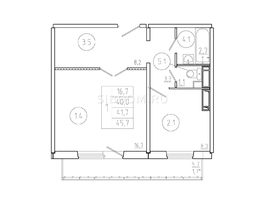 Продается 1-комнатная квартира ЖК Три слона, дом 3, 41.7  м², 5420000 рублей