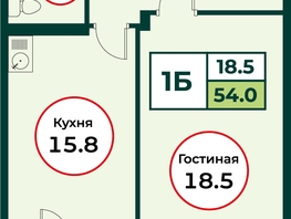 Продается 1-комнатная квартира ЖК ЭКО, дом 3, 54.03  м², 6550000 рублей