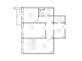 Продается 2-комнатная квартира ЖК Три слона, дом 1, 58.1  м², 6390000 рублей