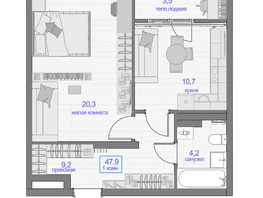 Продается 1-комнатная квартира ЖК Прогресс-квартал Перемены, дом 2, 47.9  м², 6131200 рублей