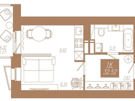 Продается Студия ЖК АЙВАЗОВSKY (АЙВАЗОВСКИЙ), 1, 32.52  м², 4715400 рублей