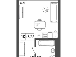 Продается Студия ЖК Сити Парк, дом 3, 20.68  м², 3722400 рублей