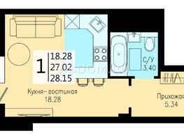 Продается 1-комнатная квартира ЖК На Дудинской, дом 5, 28.15  м², 4700000 рублей