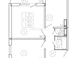 Продается 2-комнатная квартира ЖК Три слона, дом 2, 56.2  м², 6463000 рублей