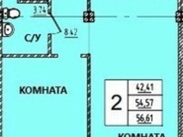 Продается 2-комнатная квартира ЖК Дом на Светлова, 56.72  м², 6409360 рублей