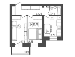 Продается 2-комнатная квартира ЖК Мята, дом 2, секции 4-6, 58 м², 7000000 рублей